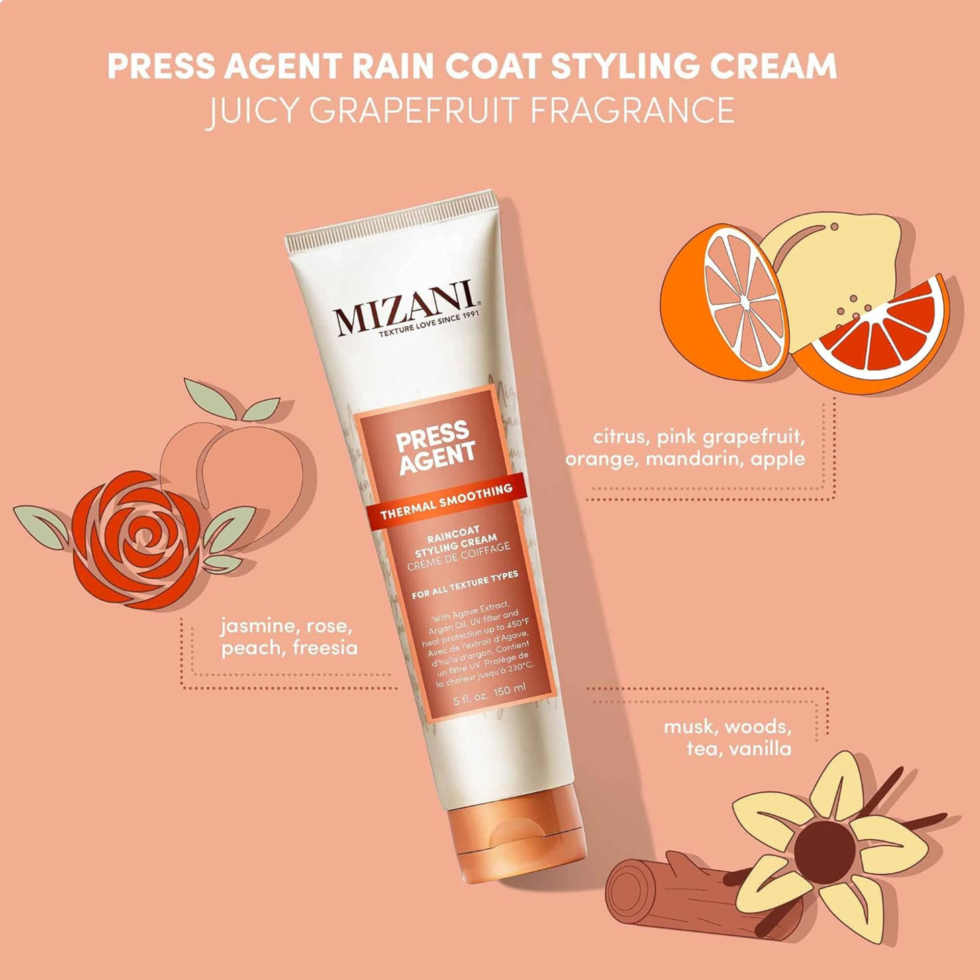 Mizani Press Agent Thermal Smoothing Raincoat Styling Cream 5oz