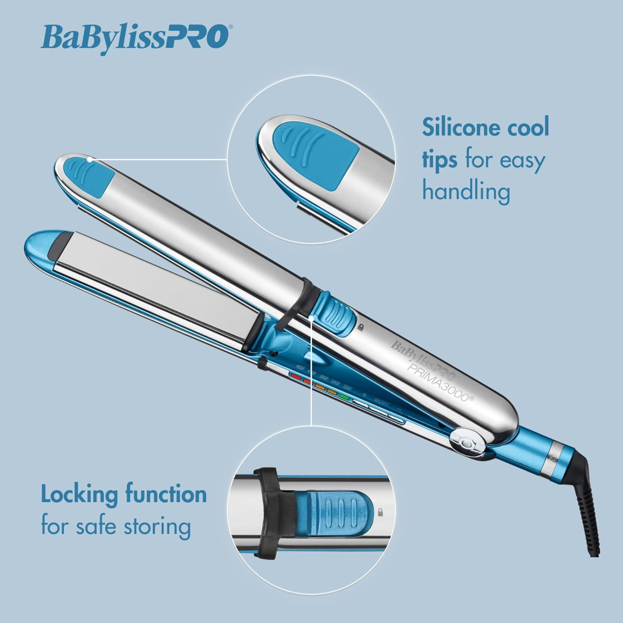 BaBylissPRO Nano Titanium Prima 3000 Ionic Flat Iron Salon