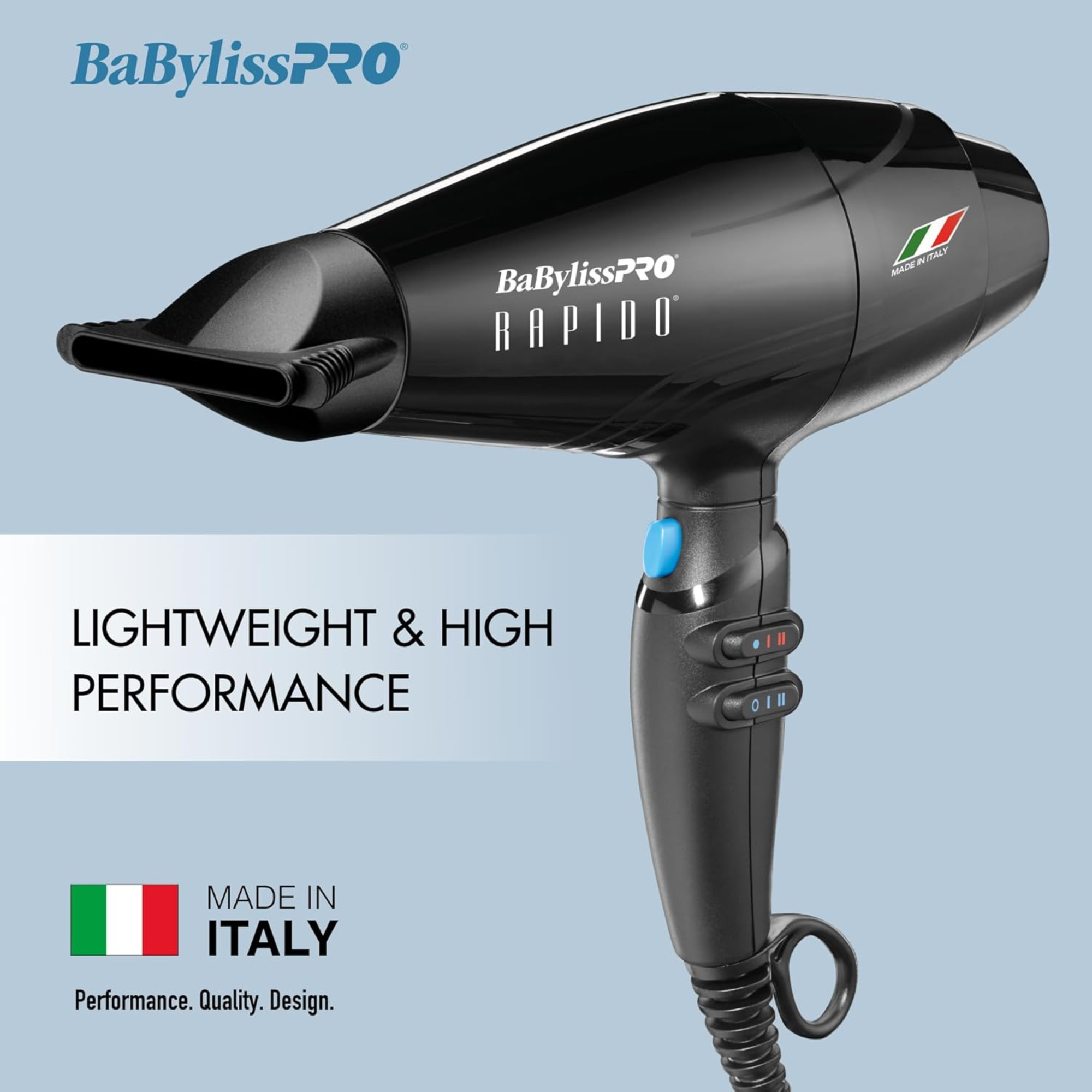 BaBylissPRO Rapido Hair Dryer - Italian Made | Lightweight