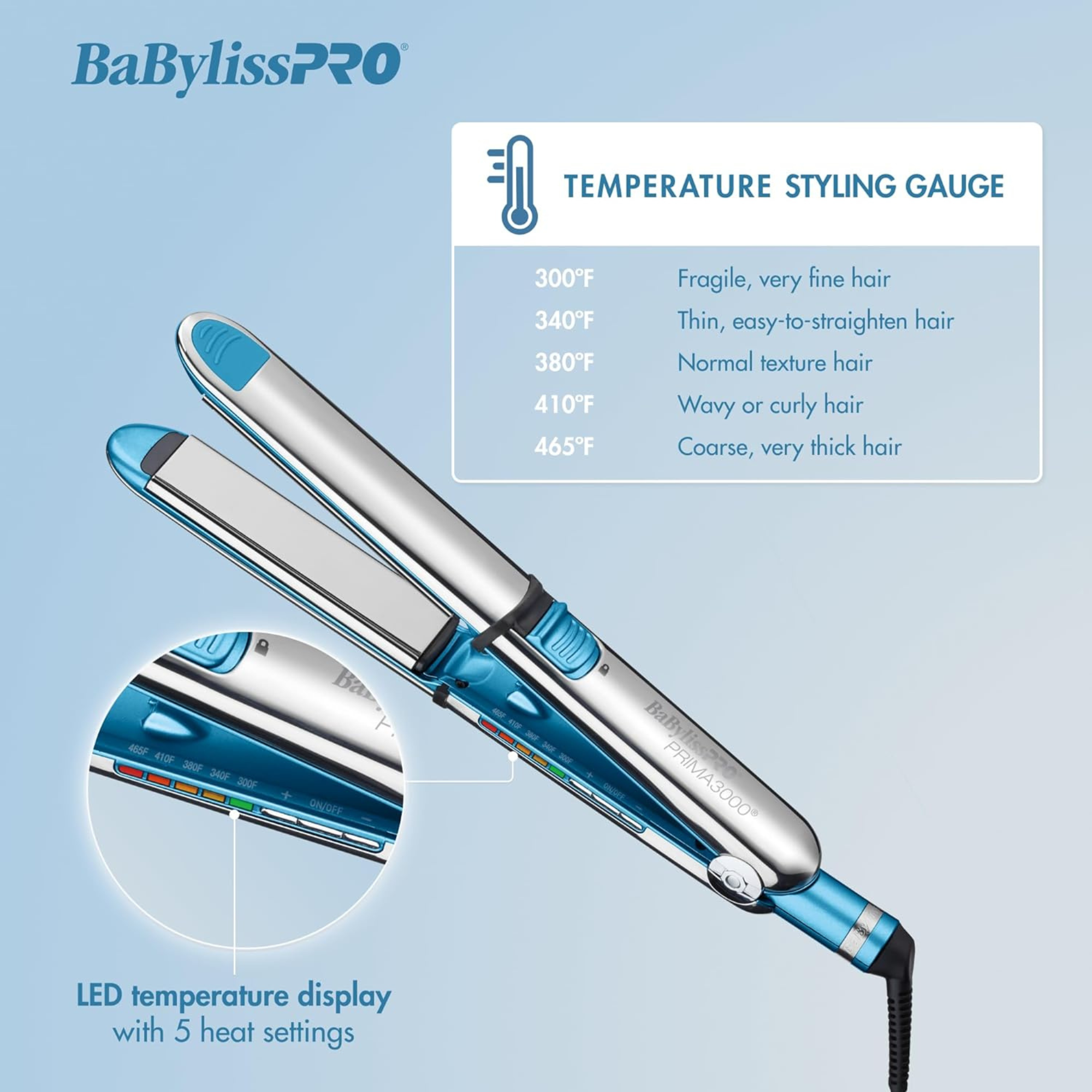 BaBylissPRO Nano Titanium Prima 3000 Ionic Flat Iron Salon