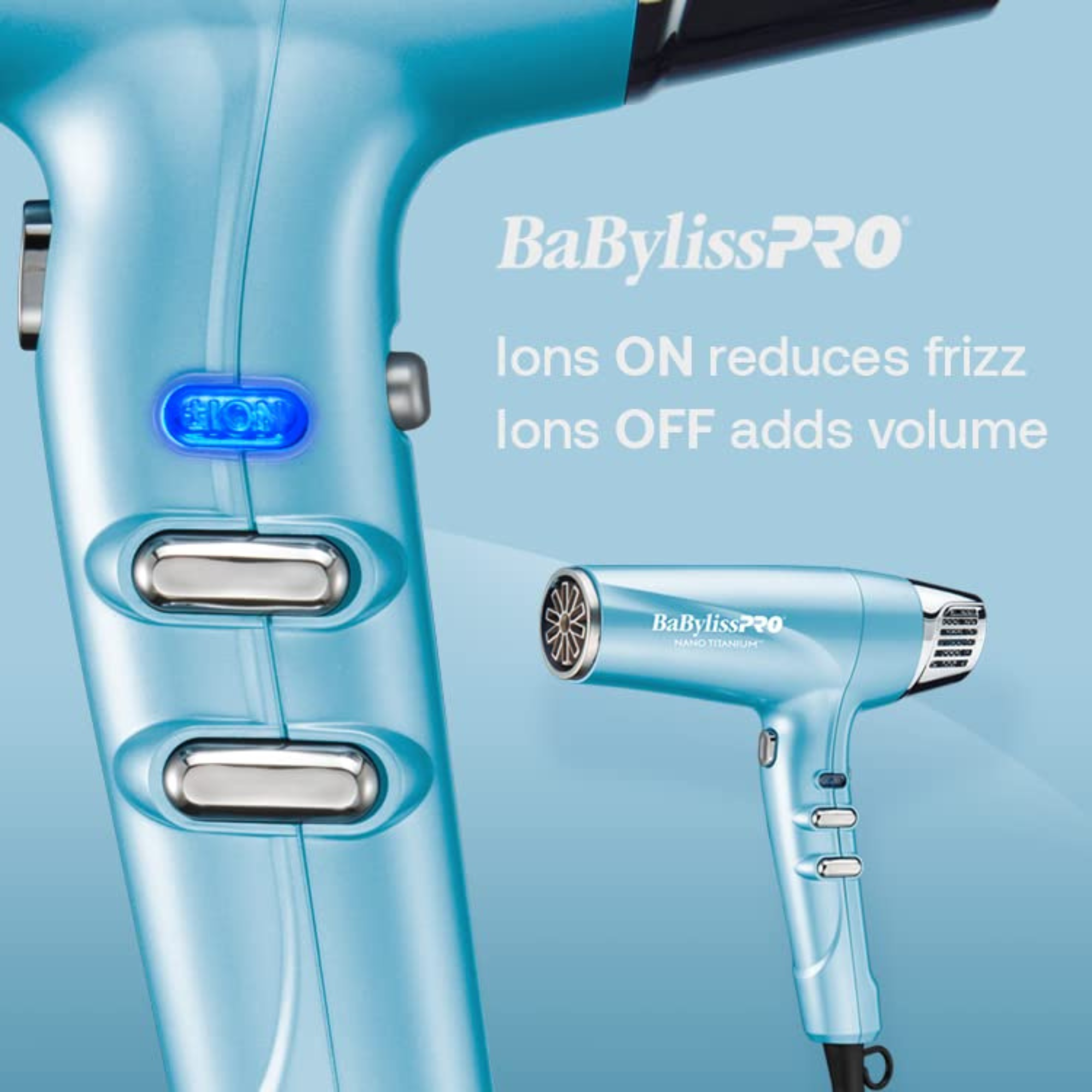 BaBylissPro Nano Titanium Dual Ionic Dryer Quick Drying Time Smooth Shine Salon Brands