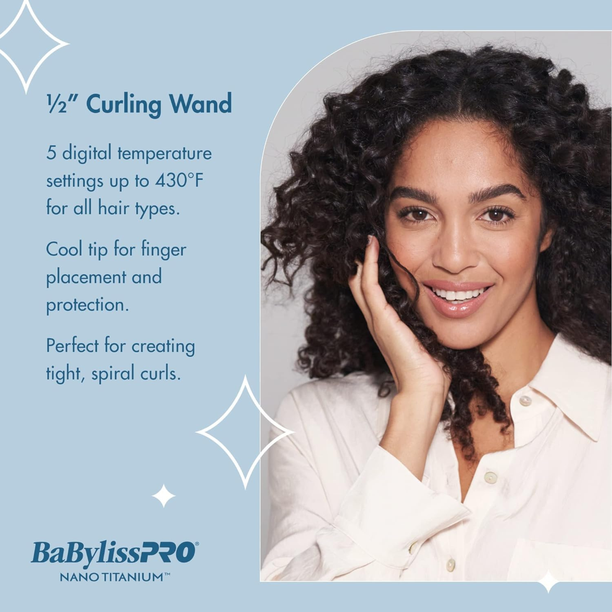 BaBylissPRO Nano Titanium Super Slim .5 Curling Wand Salon Brands
